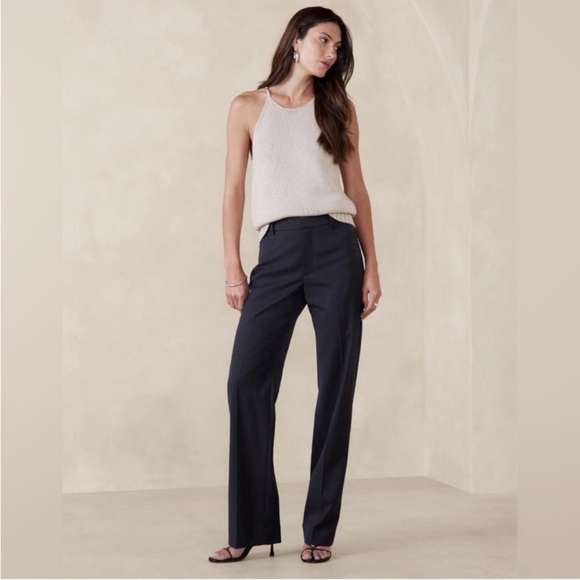 NWT! Banana Republic Navy Siena Straight Wool Pant - PETITE SIZES ONLY - Picture 2 of 7